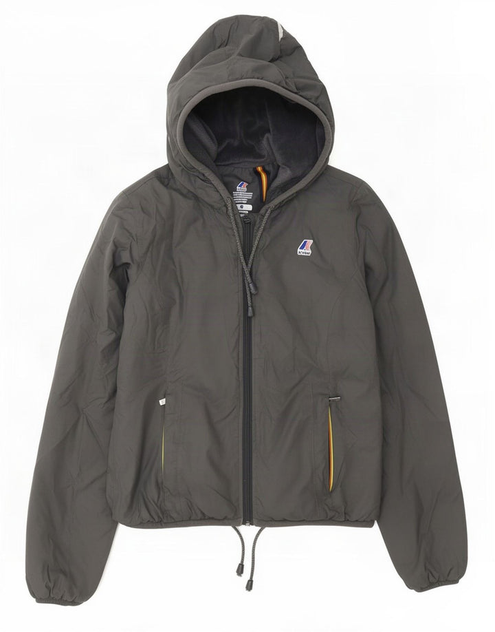K-Way Veste coupe-vent à capuche pour femme UK 8 Small Gris Polyamide