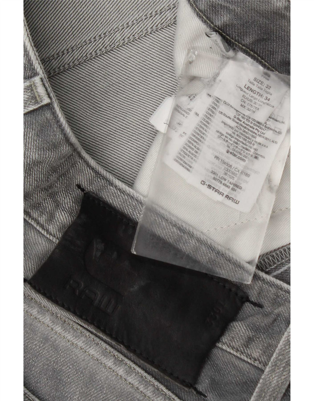 G-Star Jean Slim Homme W32 L34 Gris Coton