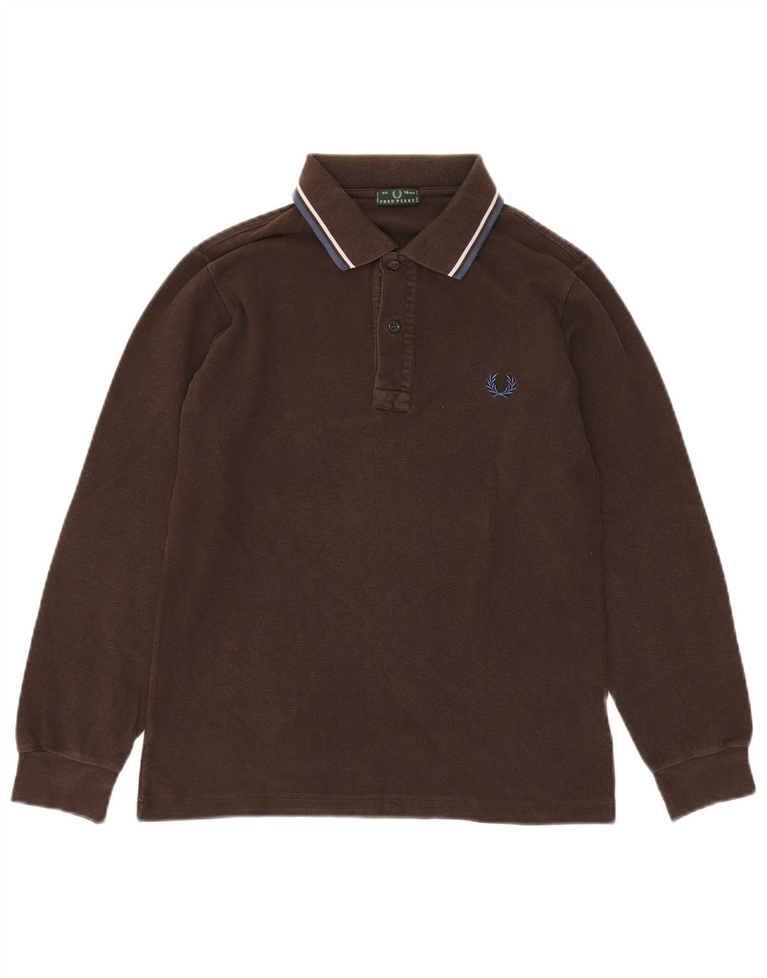 FRED PERRY Polo Manches Longues Garçon 13-14 ans Marron Coton