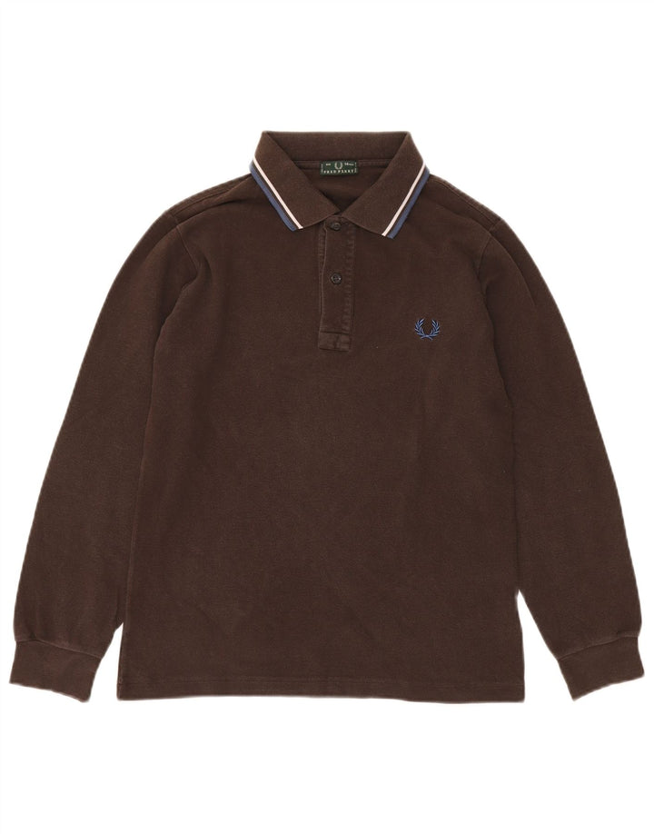 FRED PERRY Polo Manches Longues Garçon 13-14 ans Marron Coton