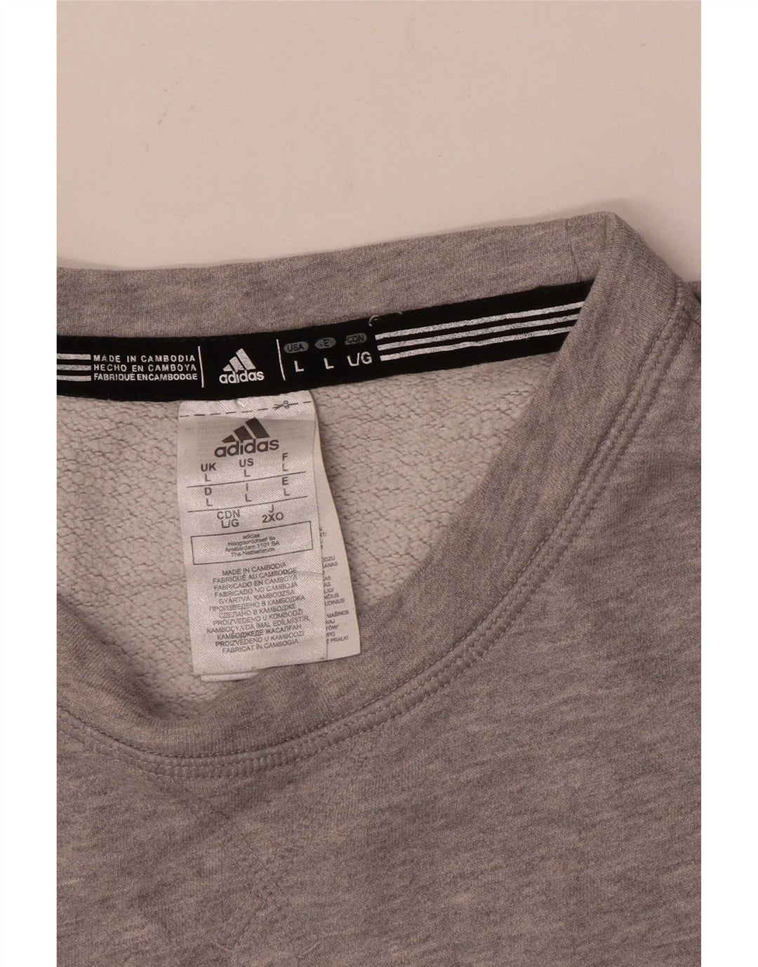 Adidas Pull graphique pour homme en coton gris Taille L