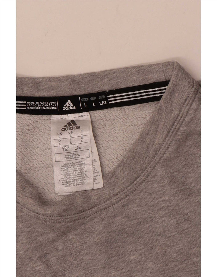 Adidas Pull graphique pour homme en coton gris Taille L