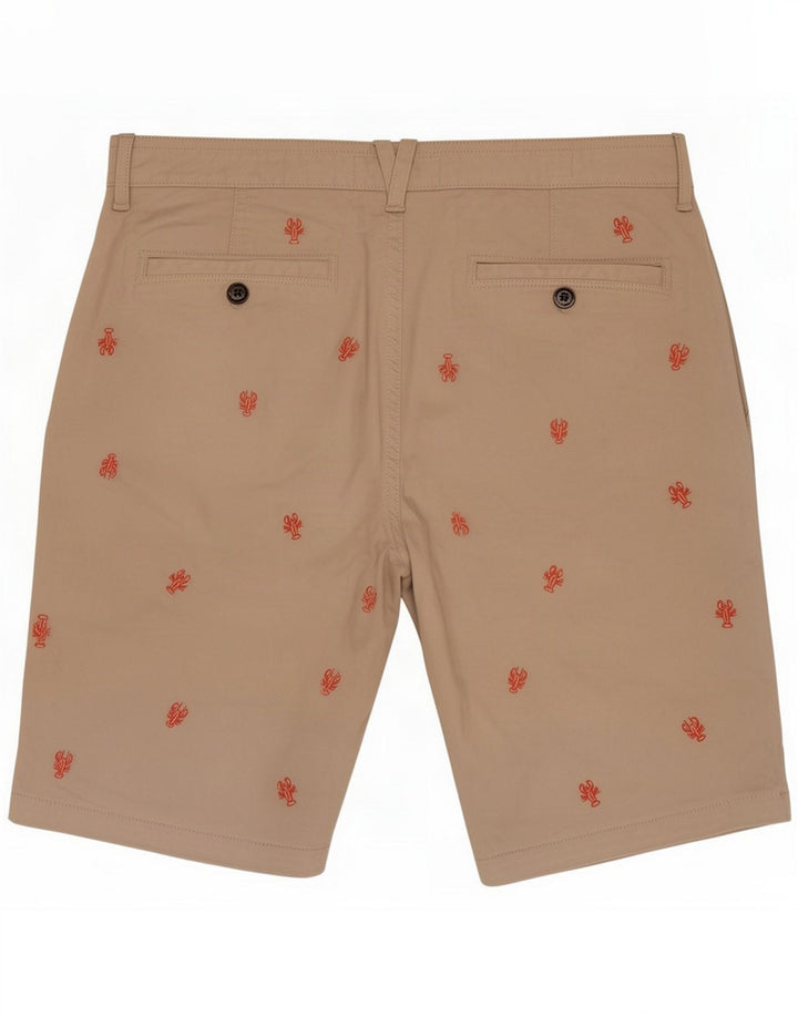 Fat Face Short Chino Homme Motif Abstrait Moyen W32 Beige Tacheté Coton
