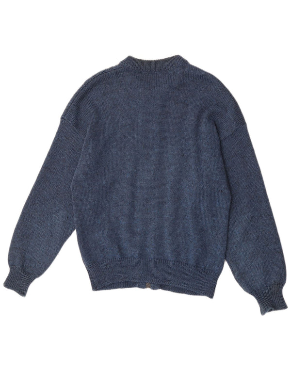 vintage Femme Cardigan Pull UK 16 Grand Bleu Marine