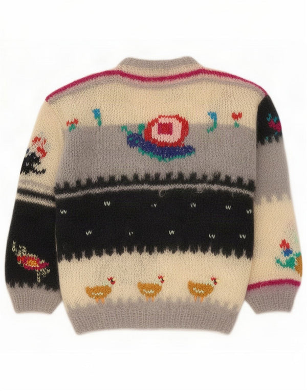 Vintage Womens Cardigan Sweater UK 12 Medium Multicolore Nouveauté