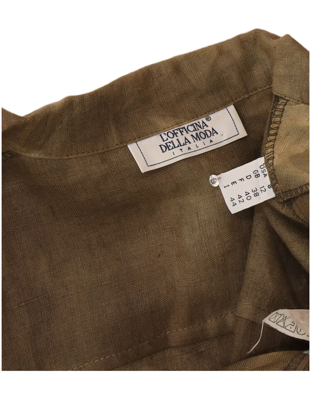 vintage Femme Chemise à manches courtes Blouse UK 12 Moyen Kaki Tie Dye Soie