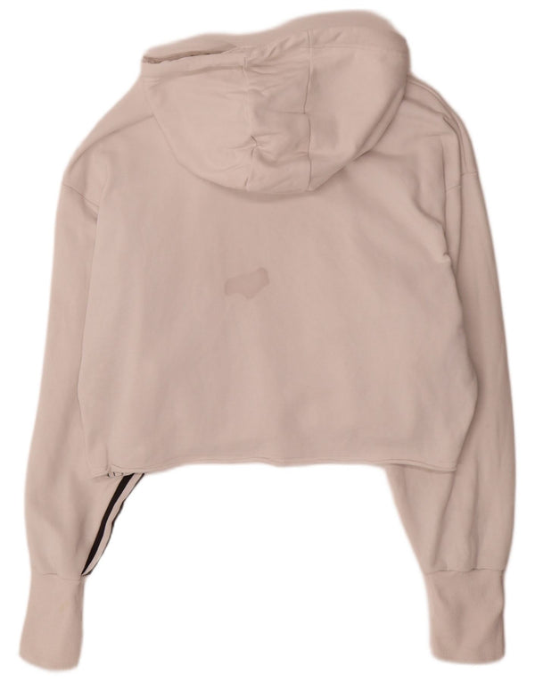 Adidas Pull à capuche surdimensionné pour femme Crop Graphic UK 16 Grand coton blanc