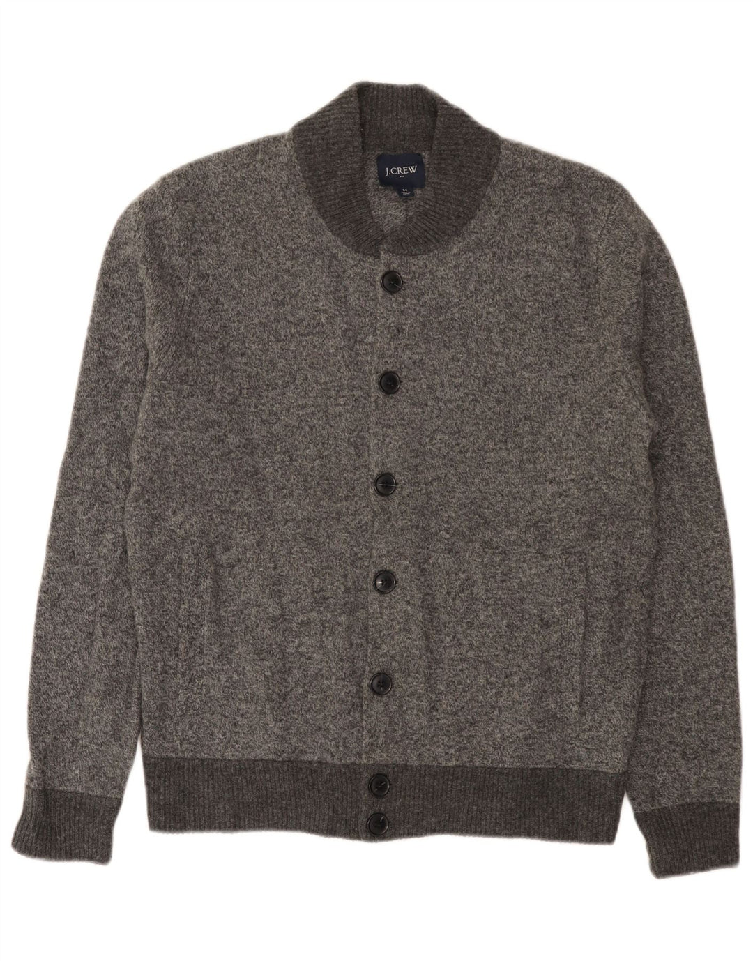 J. Crew Pull Cardigan Homme Gris Moyen Moucheté Laine d'Agneau
