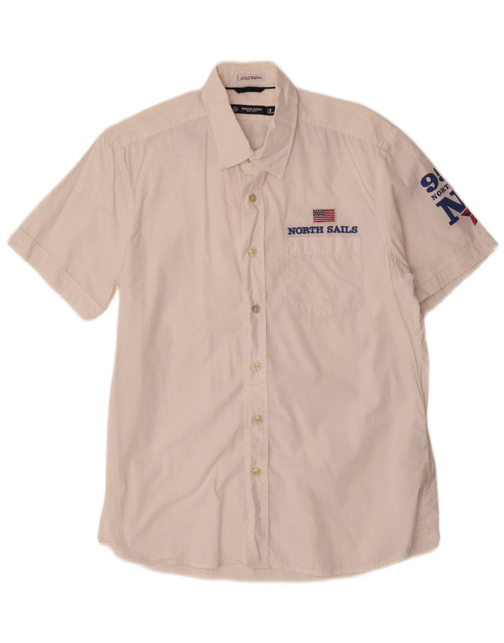North Sails Chemise graphique à manches courtes pour hommes Grand coton blanc