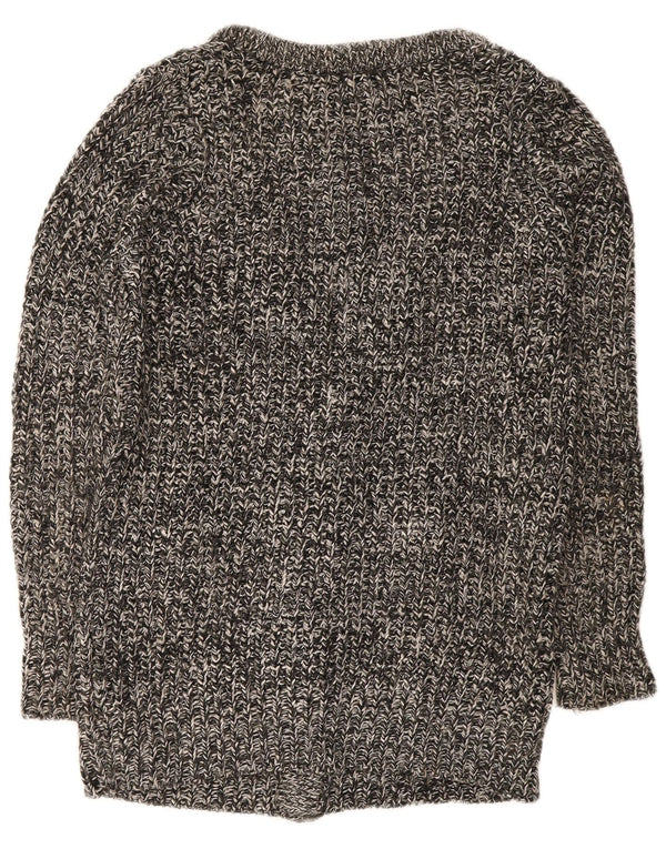 Zara Womens Longline Cardigan Sweater UK 14 Gris Moyen Acrylique Moucheté