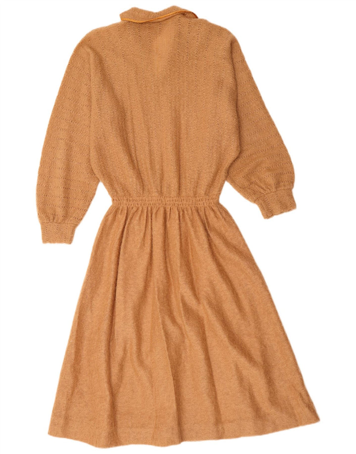 vintage Femme Robe Pull à Manches Longues IT 44 Brun Moyen