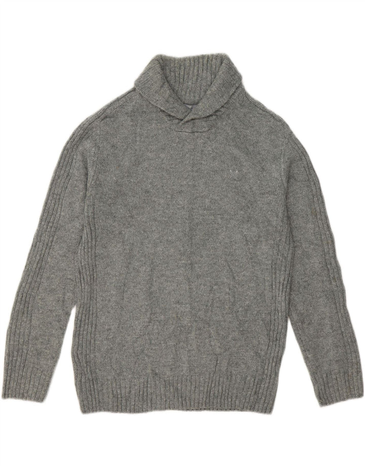 CREW CLOTHING Mens Shawl Neck Jumper Sweater Medium Grey Acrylic Vintage Crew Clothing and Second-Hand Crew Clothing from Messina Hembry 
