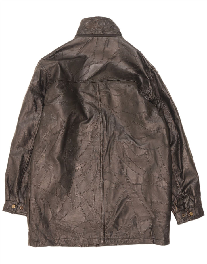Alberto Bruni Manteau en cuir pour homme UK 40 Grand cuir patchwork noir