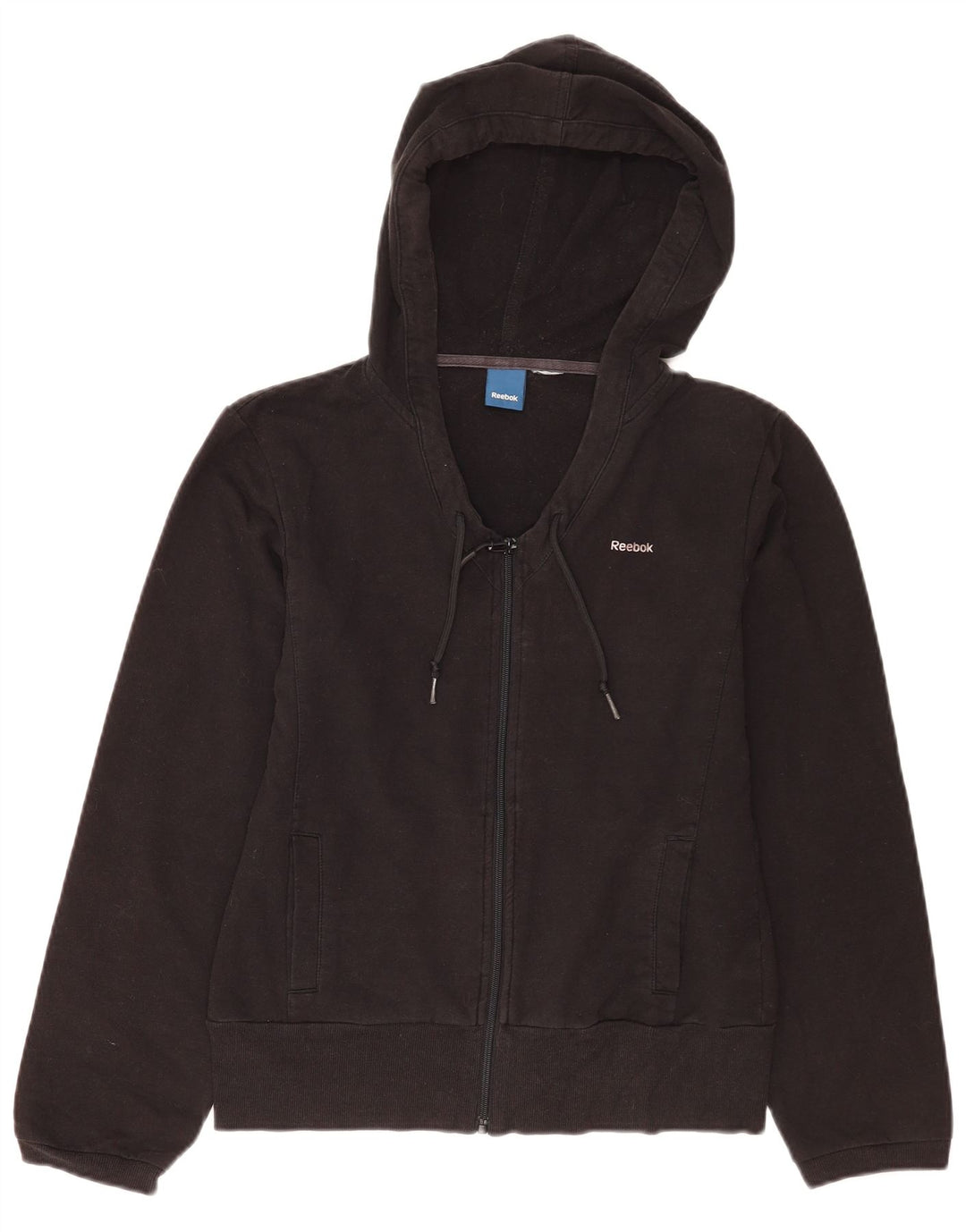 Reebok Pull à capuche zippé pour femme UK 12 Noir moyen
