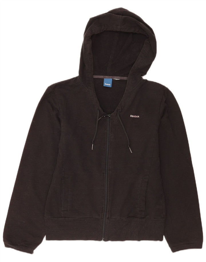 Reebok Pull à capuche zippé pour femme UK 12 Noir moyen