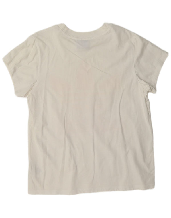Adidas T-shirt graphique pour femme UK 12 en coton blanc moyen