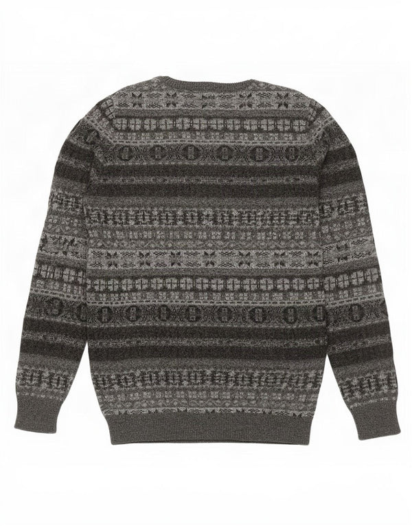 Marlboro Classics Pull col rond pour homme 2XL Gris Fair Isle Laine