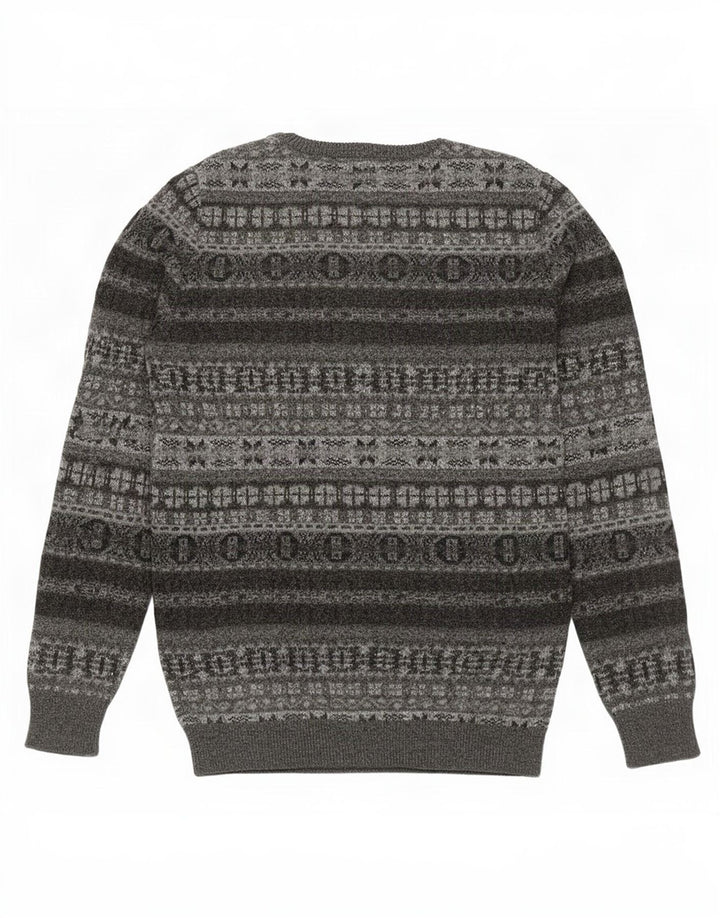 Marlboro Classics Pull col rond pour homme 2XL Gris Fair Isle Laine