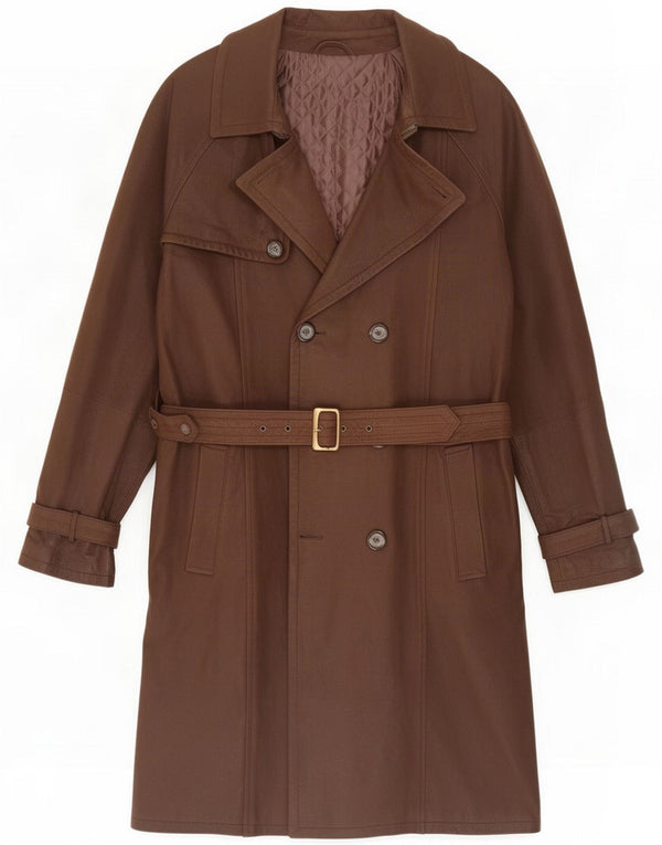 Vintage Manteau en cuir double boutonnage pour homme IT 52 XL Marron
