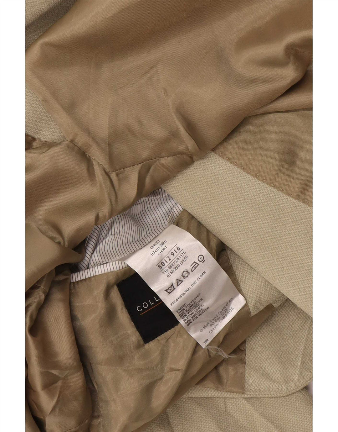 Marks & Spencer Veste blazer courte à 2 boutons pour homme UK 38 Beige moyen
