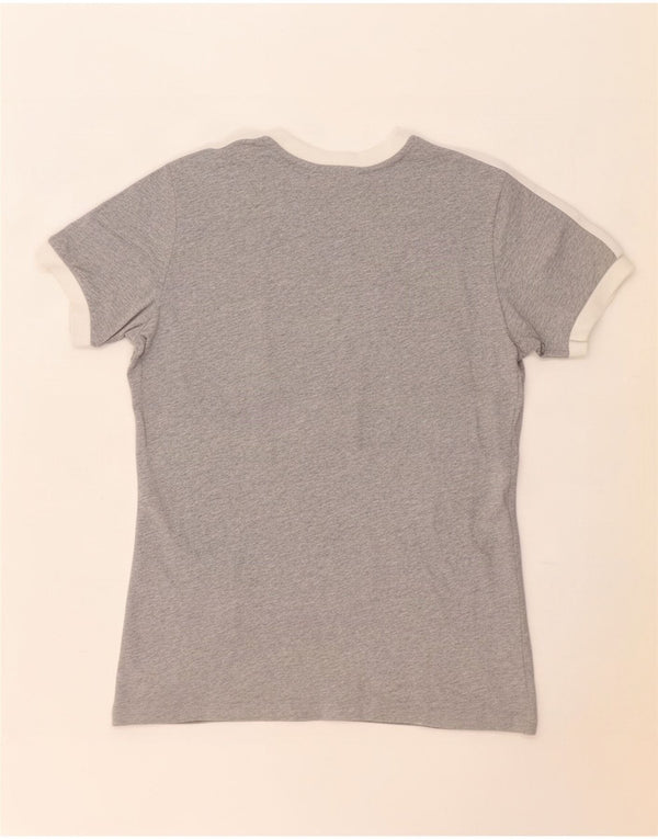 Adidas T-Shirt Femme Top UK 14 Gris Moyen Colorblock Coton