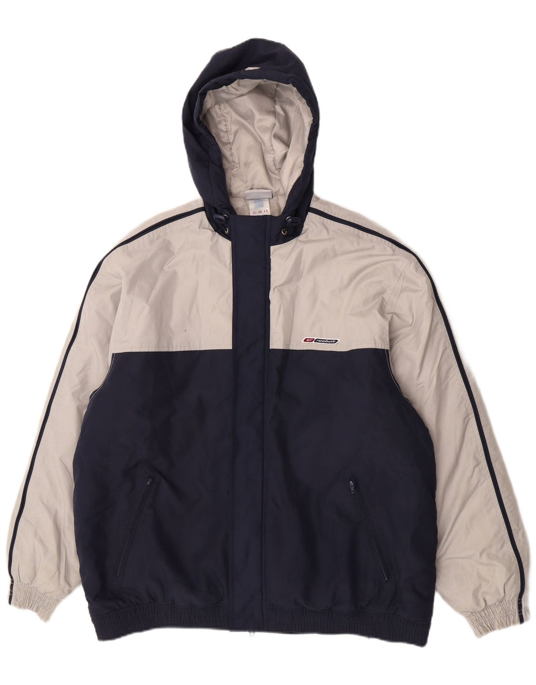 Reebok Bomber à capuche pour homme UK 38 Bleu marine moyen Colourblock