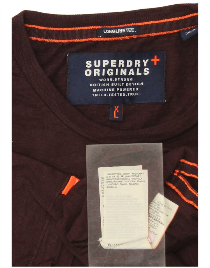 SUPERDRY T-Shirt Homme Top XL Bordeaux Coton