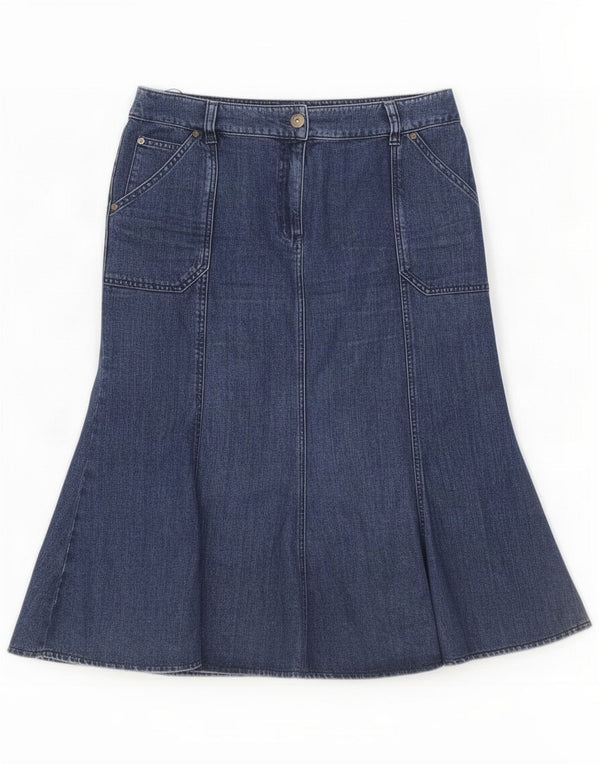 Marks & Spencer Jupe en jean Per Una pour femme UK 14 Large W34 Bleu Coton