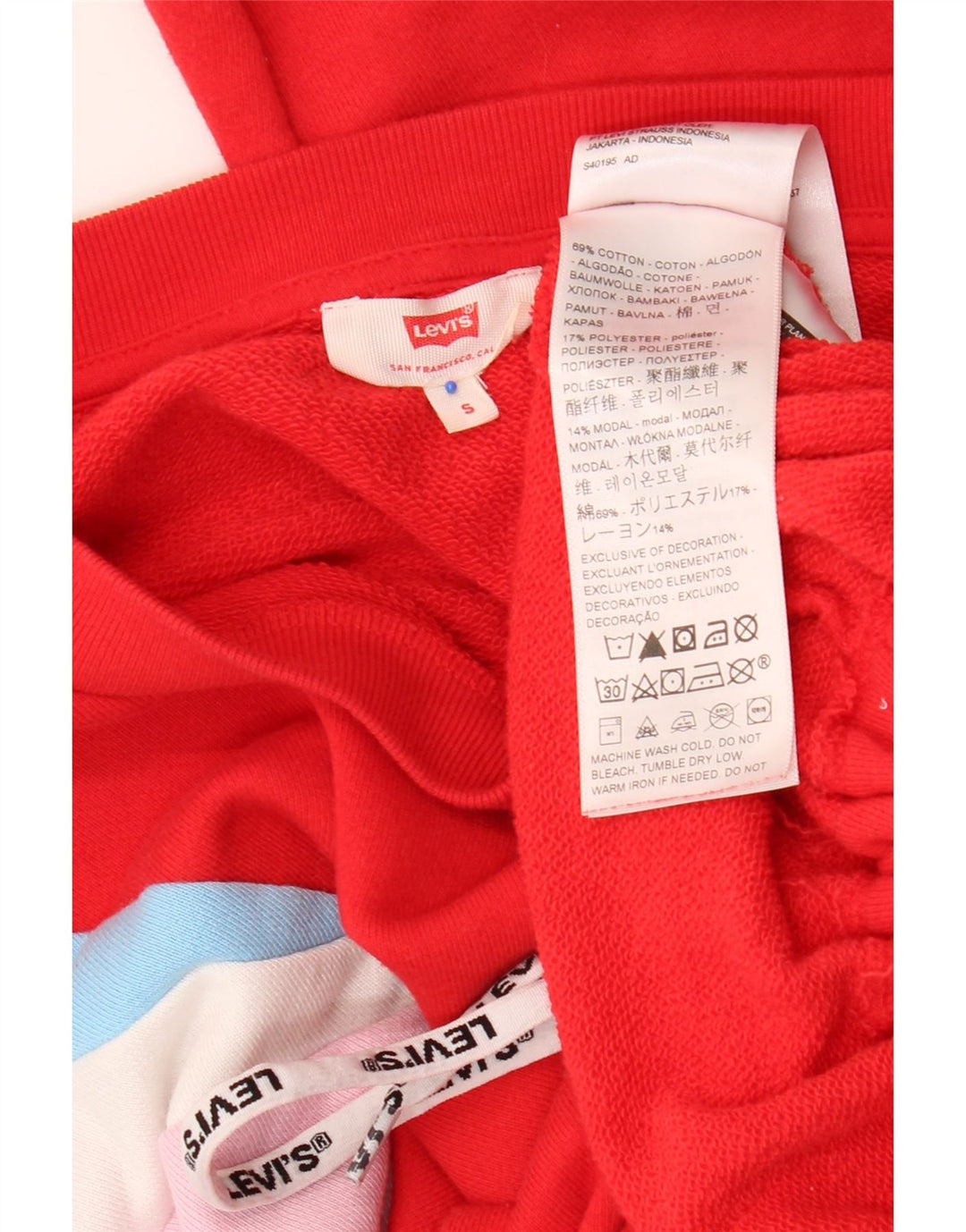 LEVI'S Sweat-shirt surdimensionné pour femme UK 10 Petit colorblock rouge