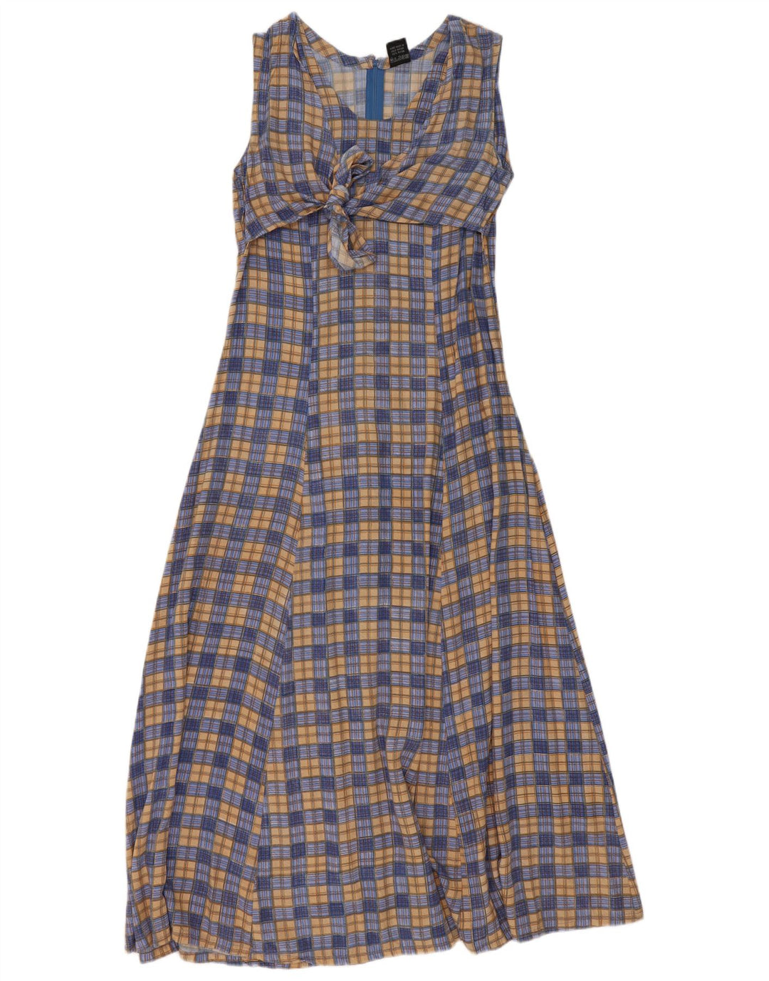 We Be Bop Robe longue sans manches pour femme UK 12 Rayonne à carreaux bleu moyen