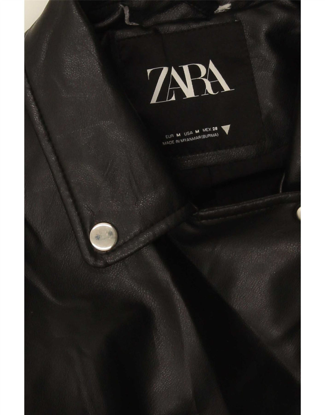 Zara Veste de motard pour femme UK 12 Medium Noir