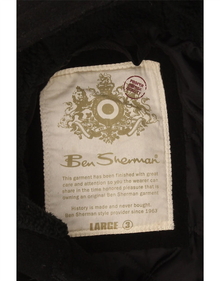 Ben Sherman Veste Parka à capuche pour homme UK 40 Grande laine noire