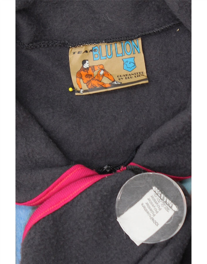 vintage Mens Fleece Gilet UK 40 Grand Polyester Géométrique Multicolore
