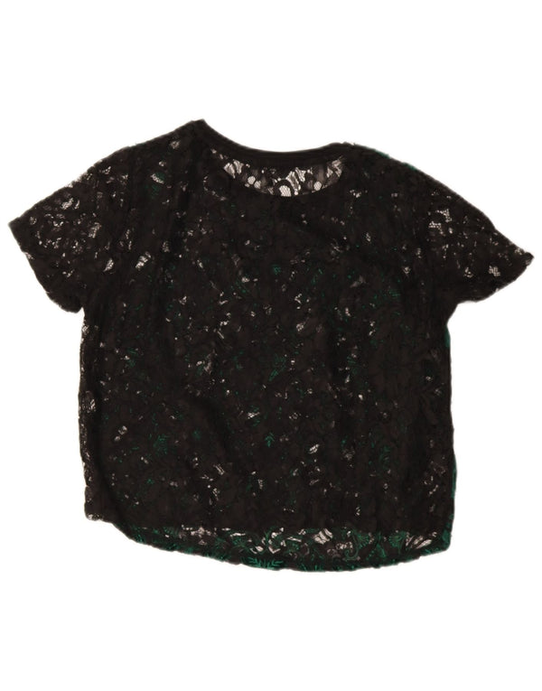 Zara Womens Crop Blouse Top UK 14 Vert Moyen Paisley