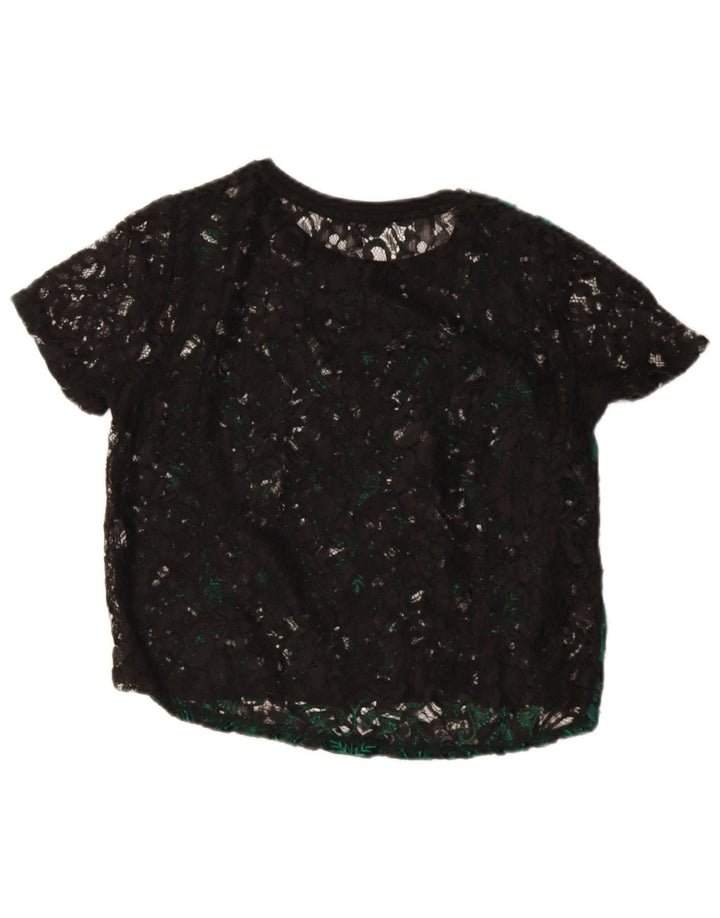 Zara Womens Crop Blouse Top UK 14 Vert Moyen Paisley
