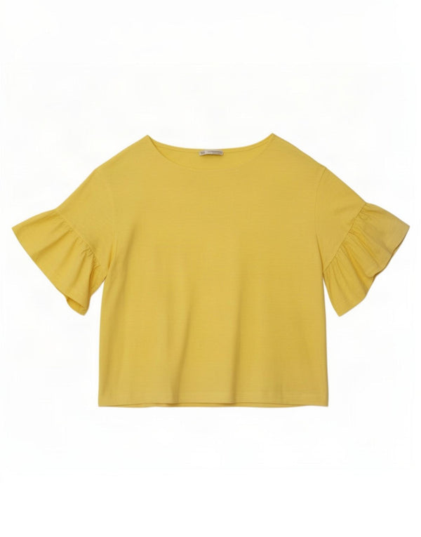 Zara T-shirt surdimensionné pour femme UK 10 Petit coton jaune