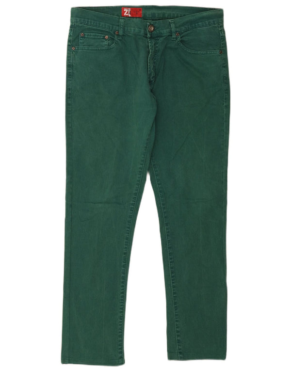 Zara Jean Slim Homme EU 46 XL W36 L30 Vert Coton