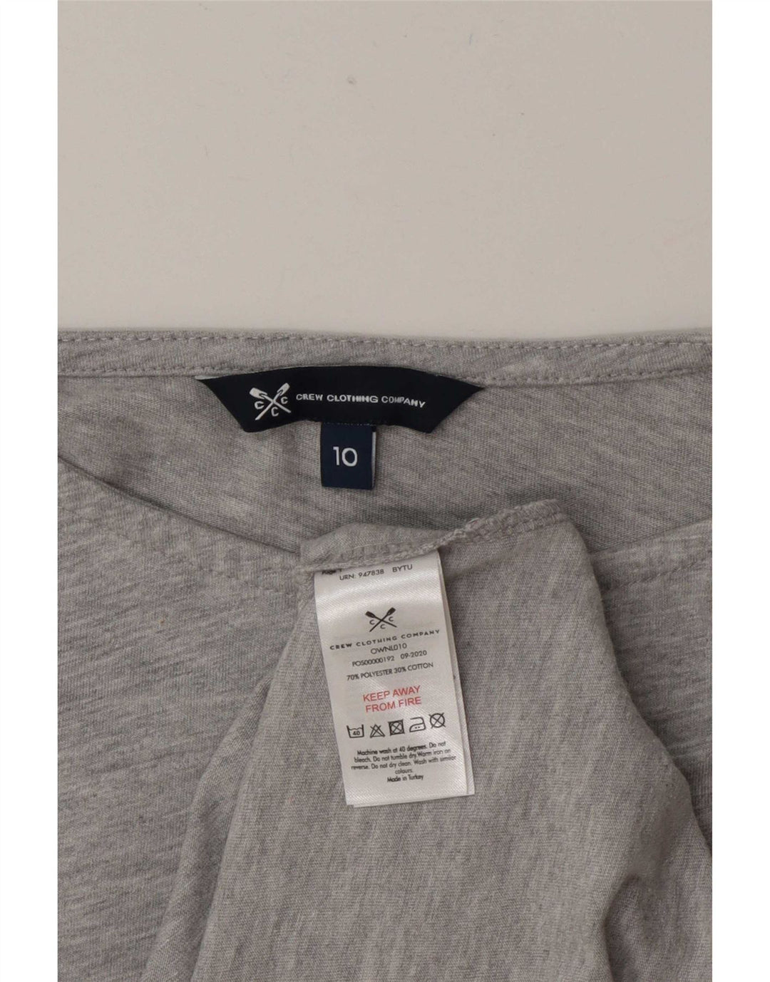 Crew Clothing Haut Femme Manches 3/4 UK 10 Petit Gris Polyester