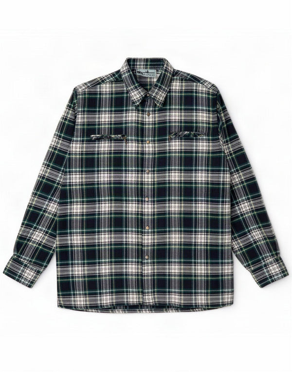 Follie Surchemise en flanelle pour homme Taille 41/42 Large laine à carreaux vert