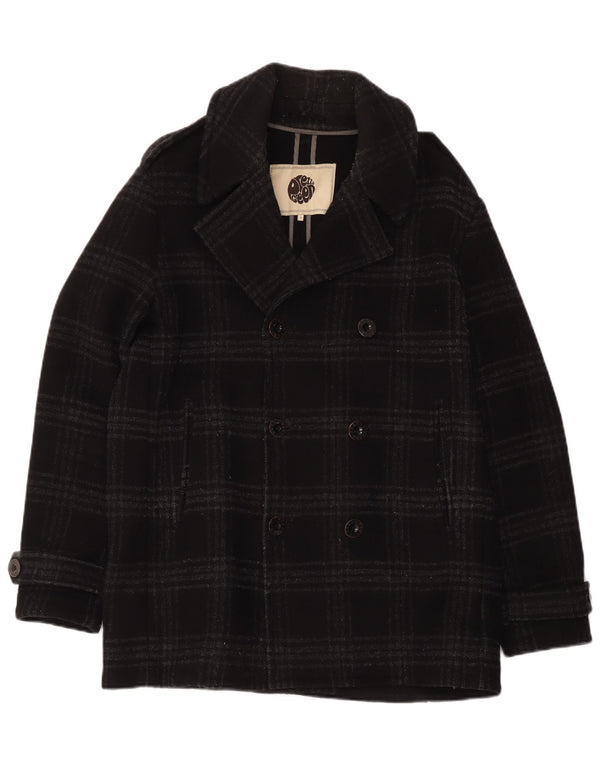 Pretty Green Caban Homme UK 40 Grande Laine à Carreaux Noir