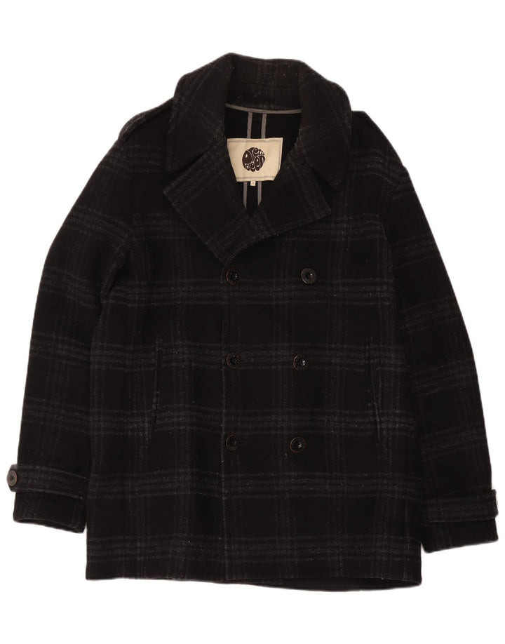 Pretty Green Caban Homme UK 40 Grande Laine à Carreaux Noir