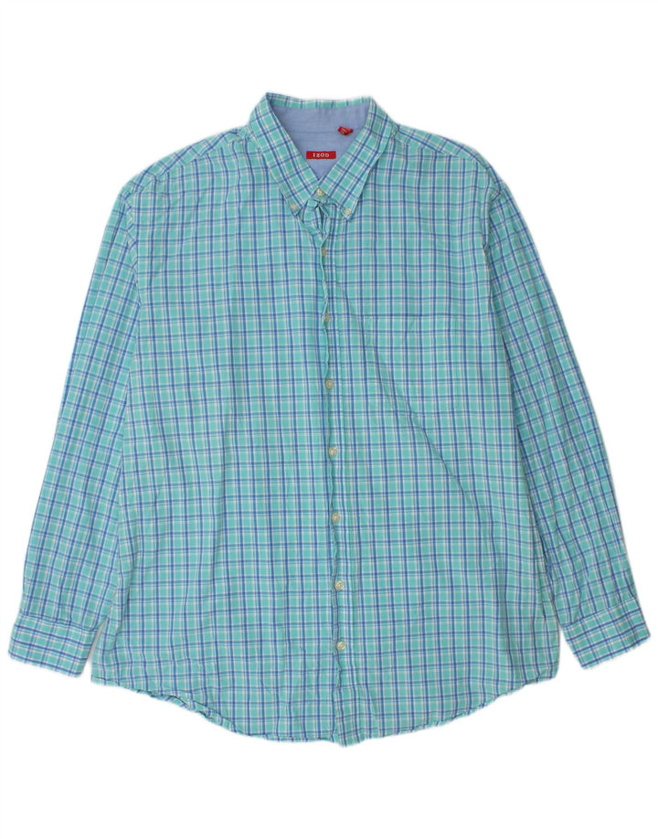 IZOD Chemise haute pour homme 2XL en coton à carreaux bleu