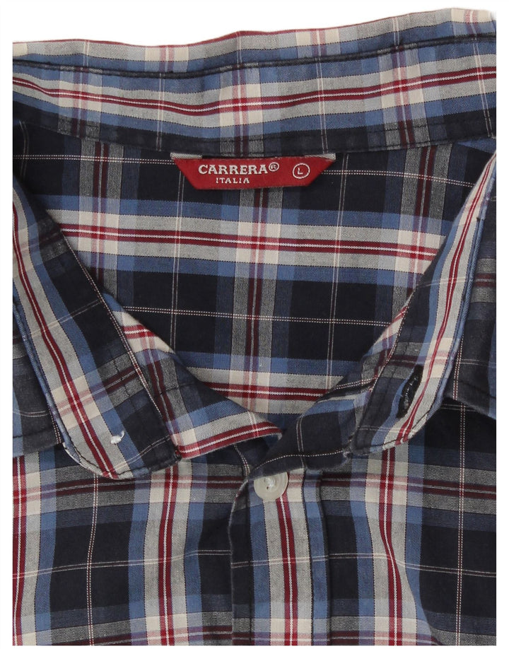 Carrera Chemise Homme Grand Carreau Bleu Marine Coton