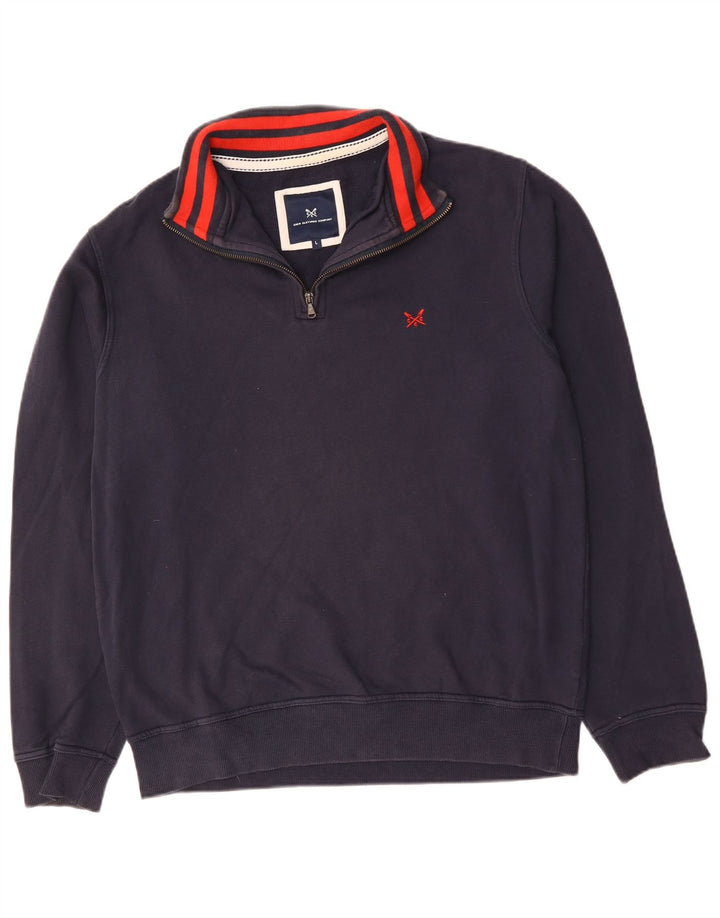 CREW CLOTHING Sweat-shirt à col zippé pour homme en coton bleu marine Taille L