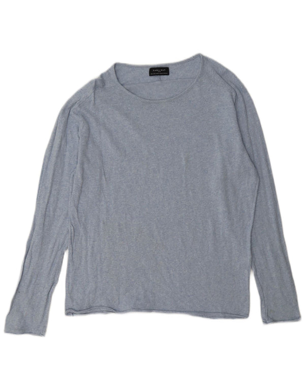 Zara Homme Top Manches Longues Large Bleu Moucheté Coton