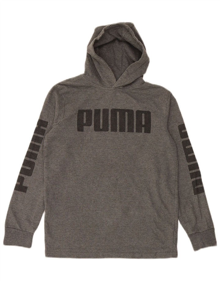 PUMA Pull à capuche graphique pour garçon 12-13 ans Grand Gris Coton