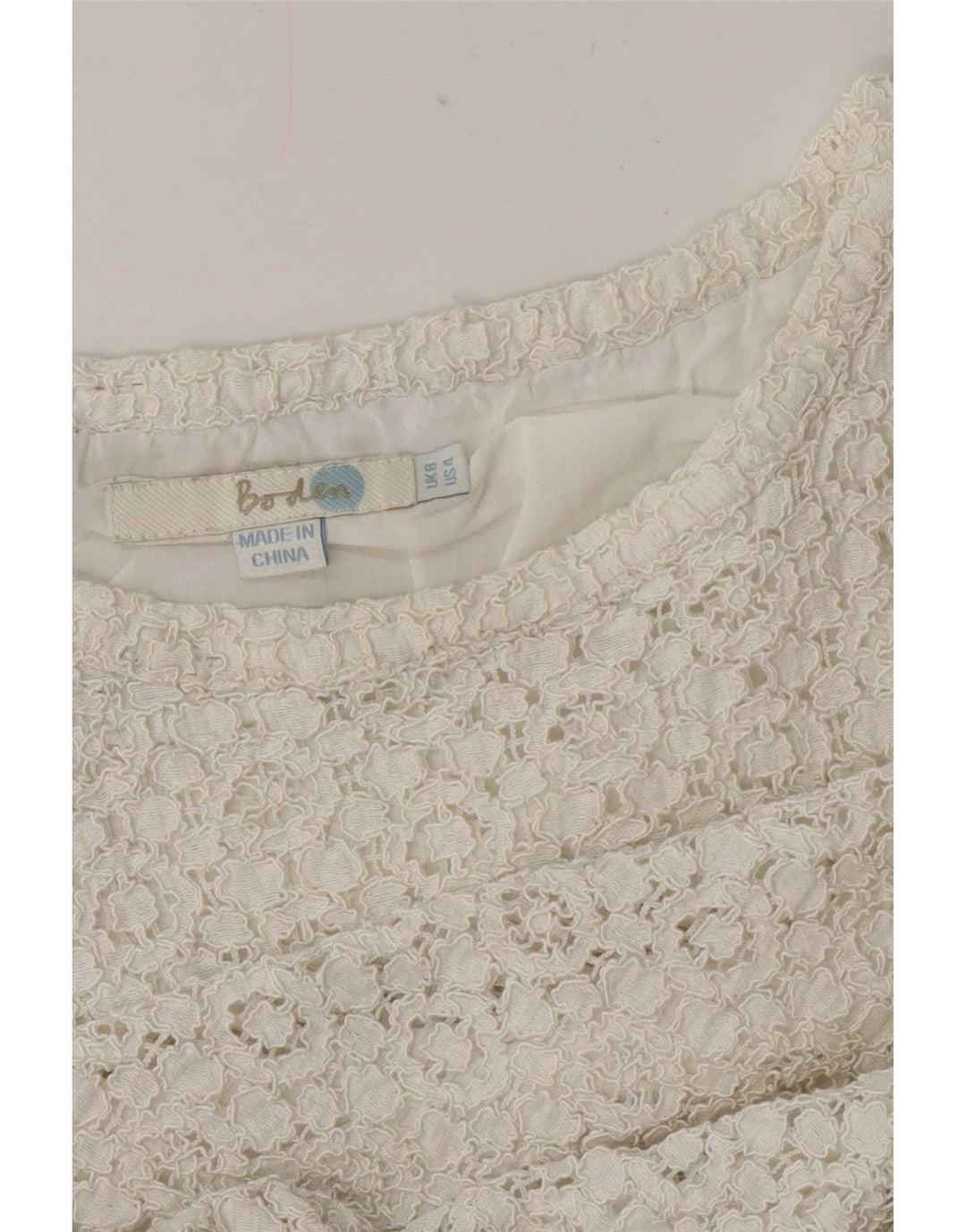 Haut chemisier court en dentelle Boden pour femme UK 8 Small Blanc