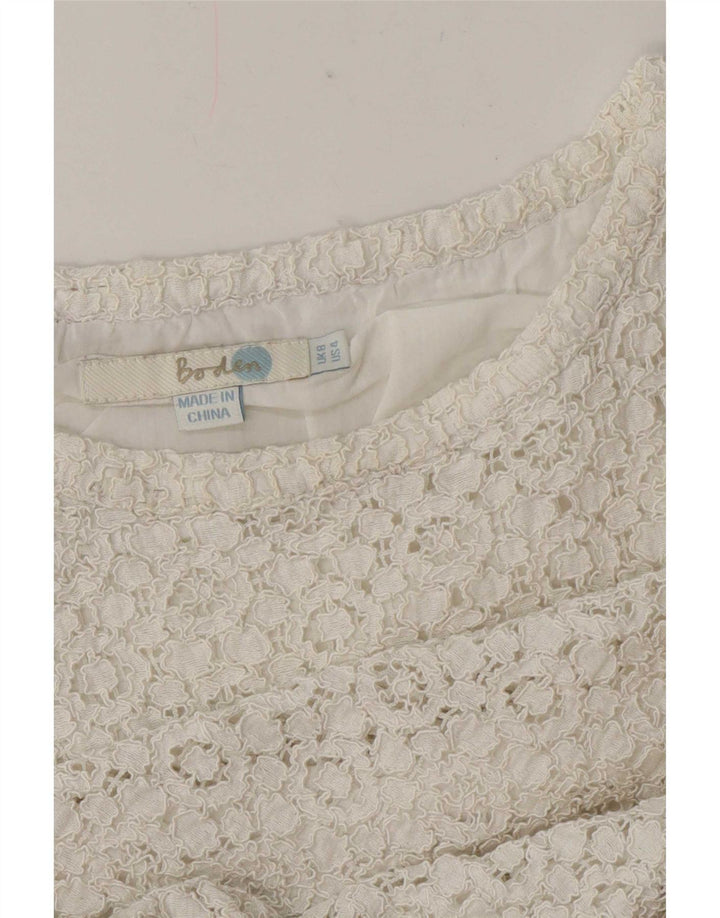 Haut chemisier court en dentelle Boden pour femme UK 8 Small Blanc