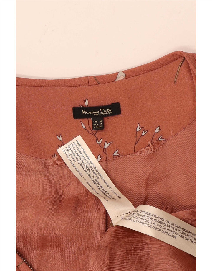Massimo Dutti Veste Bomber Femme UK 12 Viscose Florale Rose Moyen