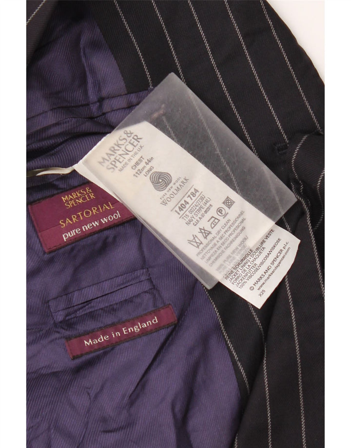 Marks & Spencer Veste blazer à 3 boutons pour homme UK 44 2XL Bleu marine à fines rayures